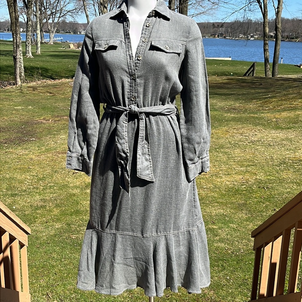 Zara gray denim-look midi dress S